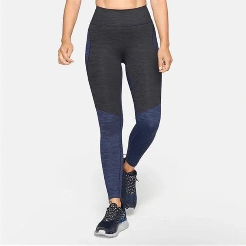 Outdoor Voices TechSweat 7/8 Leggings Women L Blue Black Two-Tone Stretch Sporty